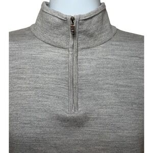 Reiss Blackhall Mens Large Gray 100% Extra Fine Merino Wool 1/4 Zip Sweater Mock